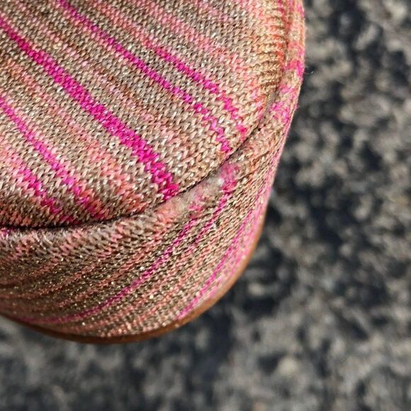 New M Missoni Pink Gold Stripe Knit Wedge Platform Sandals Size 41 - Picture 5 of 11